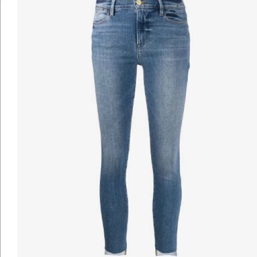 Frame Denim Le High stepped-hem skinny jeans Sz 26
